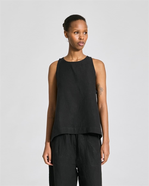 GAI + LISVA MIA MAYA LINEN TOP BLACK